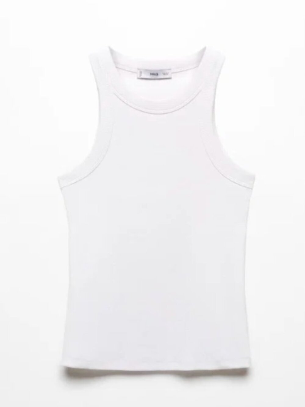 NWT MANGO RIBBED COTTON-BLEND TANK TOP IN WHITE SIZE SMALL
